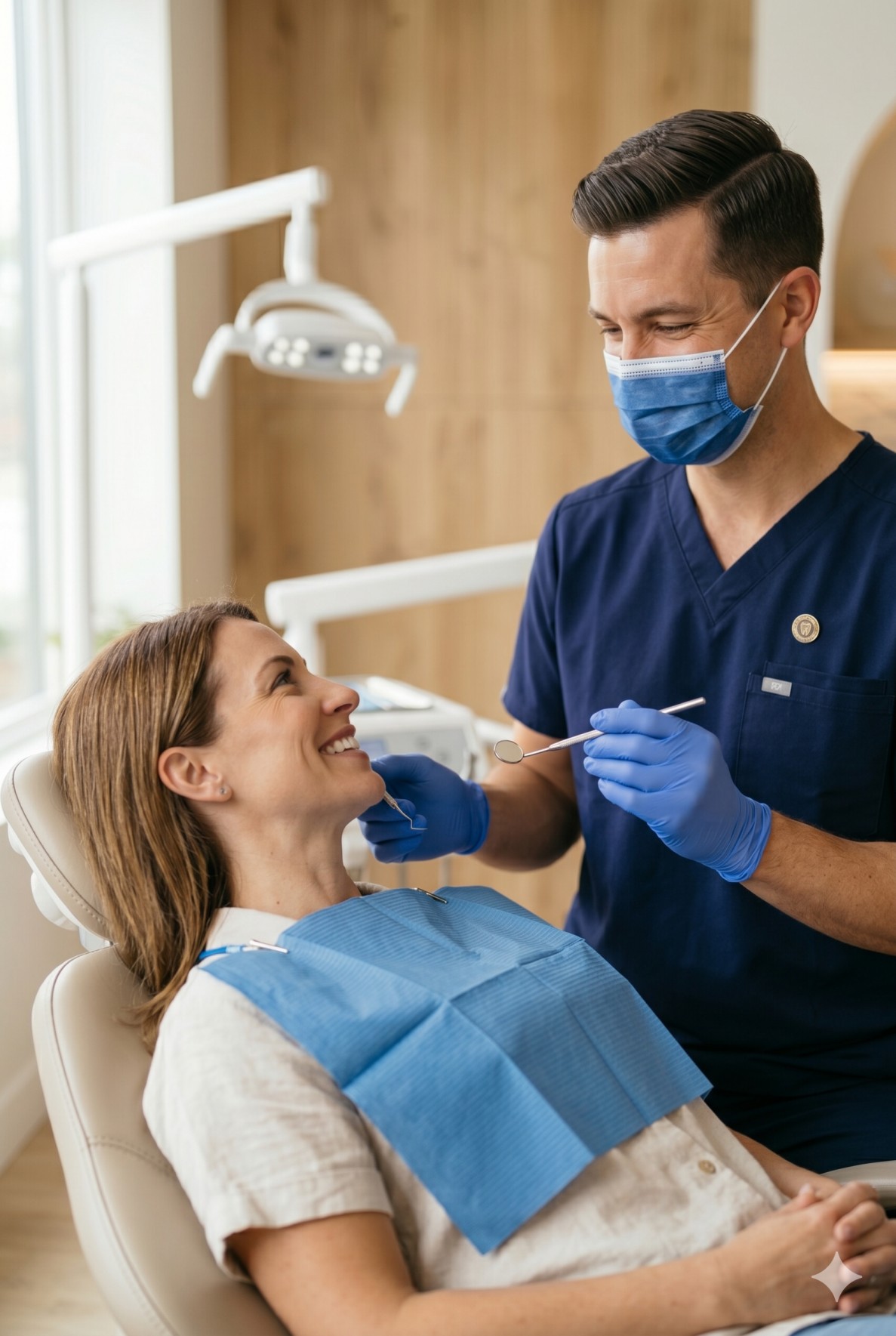 Dentist attending to a smiling patient
